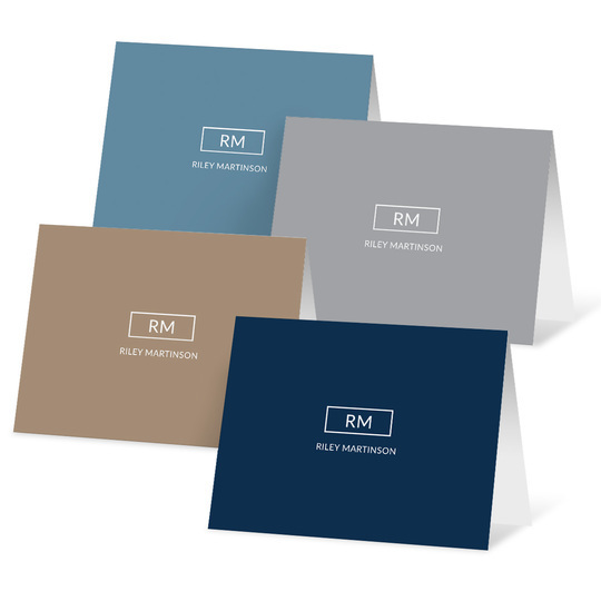 Modern Frame Initials Folded Note Card Collection